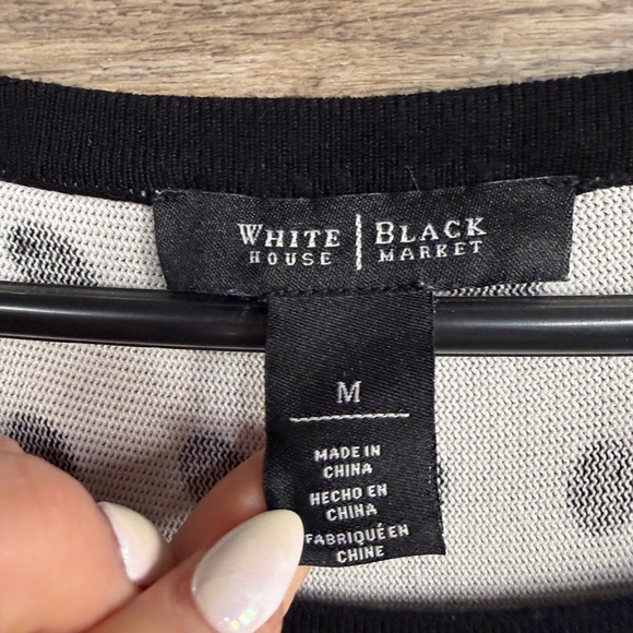 White House Black Market Black and White Polka Dot Sweater - Picture 7 of 7